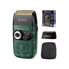 Imagem de Barbeador Elétrico Kemei Km-2027 Maquina Shaver Profissional Cor Verde