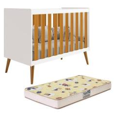 Imagem de Berço Americano Isis Branco/Savana com Colchão Supreme - Reller Móveis