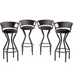 Imagem de Kit 4 Banquetas Charme Assento Estofado para Área Gourmet  - Coage Móv