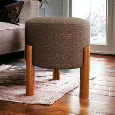 Imagem de Banqueta Puff Multiuso Redondo pés em madeira Banquinho decorativo - M