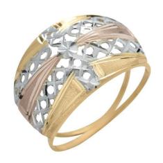 Imagem de Anel de Ouro 18k Tricolor Vazado Decorato - Meu Anel