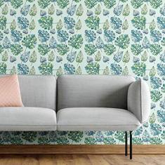 Imagem de Papel de Parede Adesivo Tropical Folhas Aquareladas N05227 Rolo de 0,58x3,00
