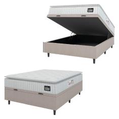 Imagem de Cama Box Baú Colchão Casal Espuma D45 Lazio Pillow Top 138x70cm Branco/bege Hellen Branco