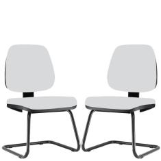 Imagem de Kit 2 Cadeiras Para Escritório Job Fixa Branco