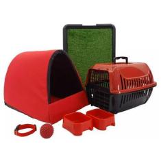 Imagem de Kit Cachorro Gato Cama Caminha Iglu Transporte Sanitário Grama Sintéti