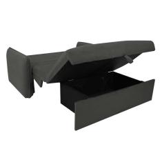 Imagem de sofá-cama casal com baú 2 lugares zaia suede cinza
