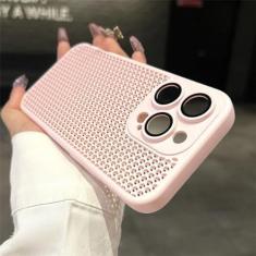 Imagem de Capa de malha respirável com dissipação de calor para iphone 15 14 11 12 13 pro max plus capa dura de proteção de lente, rosa, para iphone 11pro max