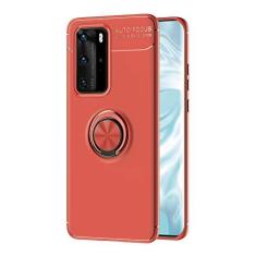 Imagem de SORAKA Capa para Huawei P40 Pro+ com suporte para anel Capa Slim Fit de TPU macio Capa Huawei P40 Pro+ com placa de metal para suporte magnético de telefone para carro