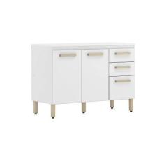 Imagem de Balcão para Cozinha Miss Com Tampo 3 Portas e 2 Gavetas Branco Demobil