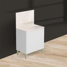 Imagem de Balcão Para Cozinha Ambiente Art Branco Ártico Com Tampo Painel 80cm T