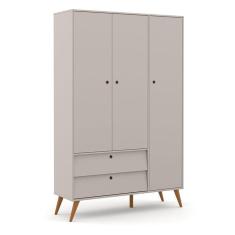 Imagem de Guarda Roupa Infantil 3 Portas e 2 Gavetas Gold 100% MDF Cor Cinza com Eco Wood - Matic Móveis