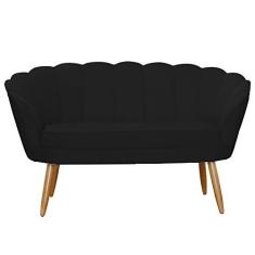Imagem de Namoradeira Estofada 2 Lugares Para Sala Comercial Pétala Suede Preto - LM DECOR