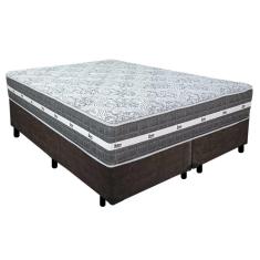 Imagem de Cama Box Casal Bipartido Suede + Colchão Anjos Black Graphite Molas Ensacadas 138x188x64cm Marrom