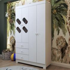 Imagem de Guarda-Roupa Infantil Escotilha 4 Portas 3 Gavetas Branco - Loja