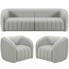 Imagem de Kit Sofá 5 Lugares Para Sala 332cm com 02 Poltronas Lazio M03 Veludo C