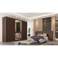 Imagem de Guarda Roupa Casal 3 Portas com Espelho - Athenas-Ipê - Móveis Europa