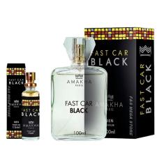 Imagem de Kit Perfume Masculino Fast Car Black Amakha Paris 100Ml 15Ml