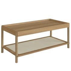 Imagem de Mesa de Centro Retangular Oslo Artesano 93 cm (largura) MDP Hanover Palha Sintética Bege Pé Madeira