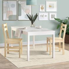 Imagem de Mesa de Madeira Maciça com 2 Cadeiras Mandacaru CabeCasa MadeiraMadeira Branco