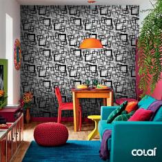 Imagem de Papel De Parede Adesivo Lavável Quadrados 3M