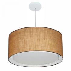 Imagem de Lustre Cilíndrico Duplo Md-4296 Tecido 55x30cm Bivolt Palha
