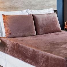 Imagem de Jogo De Cama Lençol Biasoft Casal Padrão Manta Flannel Toque Extra Macio 03 Peças - Rosê