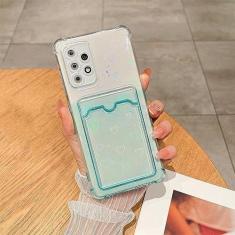 Imagem de Luxo Gradient Aurora Slot para cartão Love Heart Silicone Case para Samsung Galaxy S22 S23 Ultra S20 FE S21 Plus A12 A32 A52S A53 A33, AiXin Green, para S21 Ultra