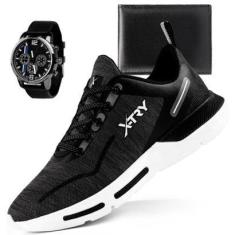 Imagem de Kit Tênis Masculino X-try Original Academia Treino Confortável Corrida + Carteira e Relógio-Masculino