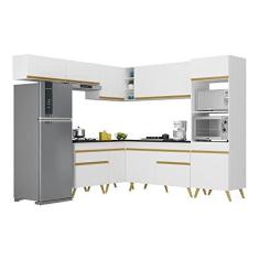 Imagem de Armário de Cozinha Completa de Canto Veneza Multimóveis V2070 Branco/dourado