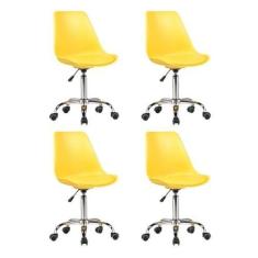 Imagem de Kit 4 Cadeiras para Escritório Secretária Decorativa Eames Chicago Amarelo