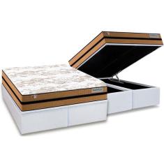 Imagem de Cama Box Baú Queen: Colchão Molas Ensacadas Plumatex MasterPocket Smart Milano + Base crc Courano White(158x198)