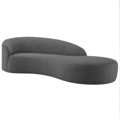 Imagem de Divã Recamier Orgânico França 180cm Lado Direito Linho - Amarena Moveis Cor Cinza Escuro