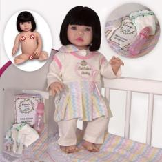 Brastoy Bebê Reborn Boneca Pintada Silicone Realistic Menina Original 55cm