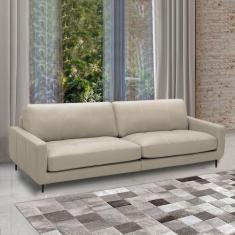 Imagem de Sofá Decorativo Isaac 3 Lugares Sala De Estar 210cm Pés Em Aço Couro B