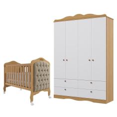 Imagem de Jogo de Quarto Infantil Guarda Roupa Encanto e Berço Harmonia com Capitonê - Permóbili Baby