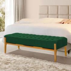Imagem de Recamier Base Em Madeira Puerto 1,30M Capitonê Veludo Verde - Villa Ca