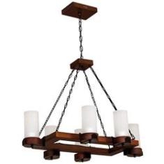 Imagem de Lustre Muller Country Retangular 6 Lâmpadas Envelhecido 1206E