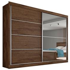 Imagem de Guarda Roupa Casal Flex 2 Portas Com Espelho 4gavetas Verona Plus – Made Marcs - Brauna / Off White / Brauna