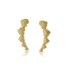 Imagem de Brinco Ear Cuff De Corações Folheado