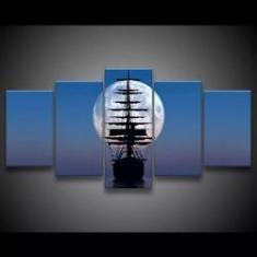 Imagem de Quadro Decorativo 129x63 Sala Quarto Navio E Lua Cheia 1