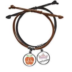 Imagem de DIYthinker Pulseira de couro com estampa de eletrocardiograma de coração com corrente de mão