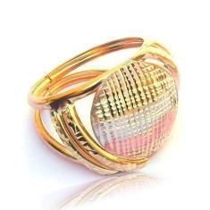 Imagem de Anel de Ouro 18k Quadriculado Tricolor - Meu Anel