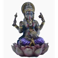 Imagem de Estatua Enfeite Deus Ganesha Roxo Flor De Lótus G