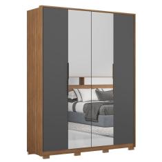 Imagem de Guarda Roupa Casal Com Pés 4 Portas 2 Com Espelhos Attore D02 Amendola/Grafito - Mpozenato