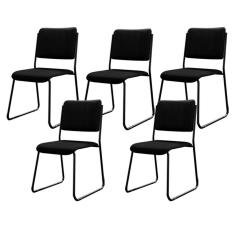 Imagem de Kit 05 Cadeiras Hoteleira Auditório Empilhável Inter L02 Crepe Preto - Lyam Decor