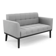 Imagem de Sofá Namoradeira 2 Lugares Base de Madeira Preto Elisa Suede Cinza D03 - D'Rossi