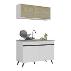 Imagem de Armário de Cozinha Compacta 120cm Veneza Multimóveis V2140 Branco/preto