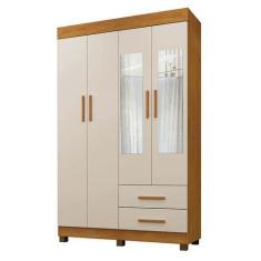 Imagem de Guarda Roupa Solteiro 4 Portas 2 Gavetas Com Espelho Copacabana New Be