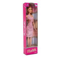 Imagem de Boneca Kaibibi Cabelo Castanho Vestido Rosa com Bolinha BLD347 - Kaibibi