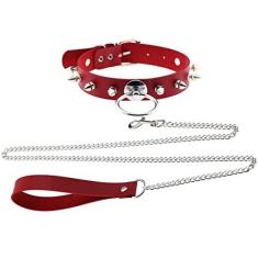 Imagem de Caiyao Gargantilha de rebites punk corrente de transporte colar de couro PU anel de metal colar gótico boate coleira gótica cintos tamanho ajustável, Metal, couro